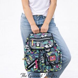 Lily Bloom Panda Mini Backpack Gray Green Pink Eco Vegan Cute School Bag